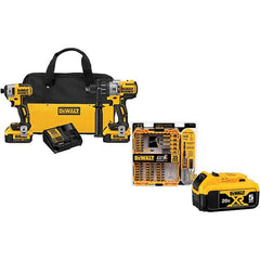 DeWALT - Cordless Tool Combination Kits Voltage: 20 Tools: 1/2" Brushless Hammerdrill, 1/4" Brushless Compact Impact Driver - Exact Industrial Supply