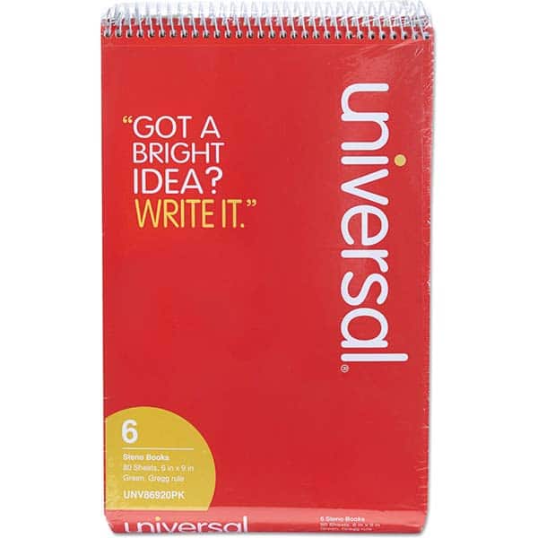 UNIVERSAL - Note Pads, Writing Pads & Notebooks Writing Pads & Notebook Type: Steno Book Size: 6 x 9 - Exact Industrial Supply