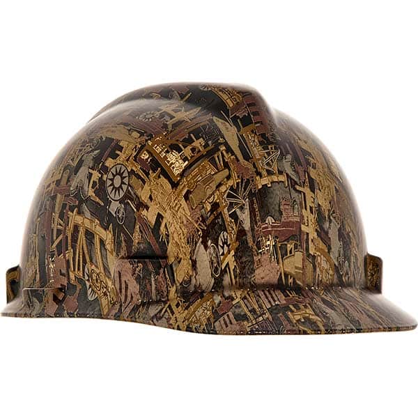 Hard Hat: Class E, 4-Point Suspension Camouflage, Polyethylene, Vented, Slotted