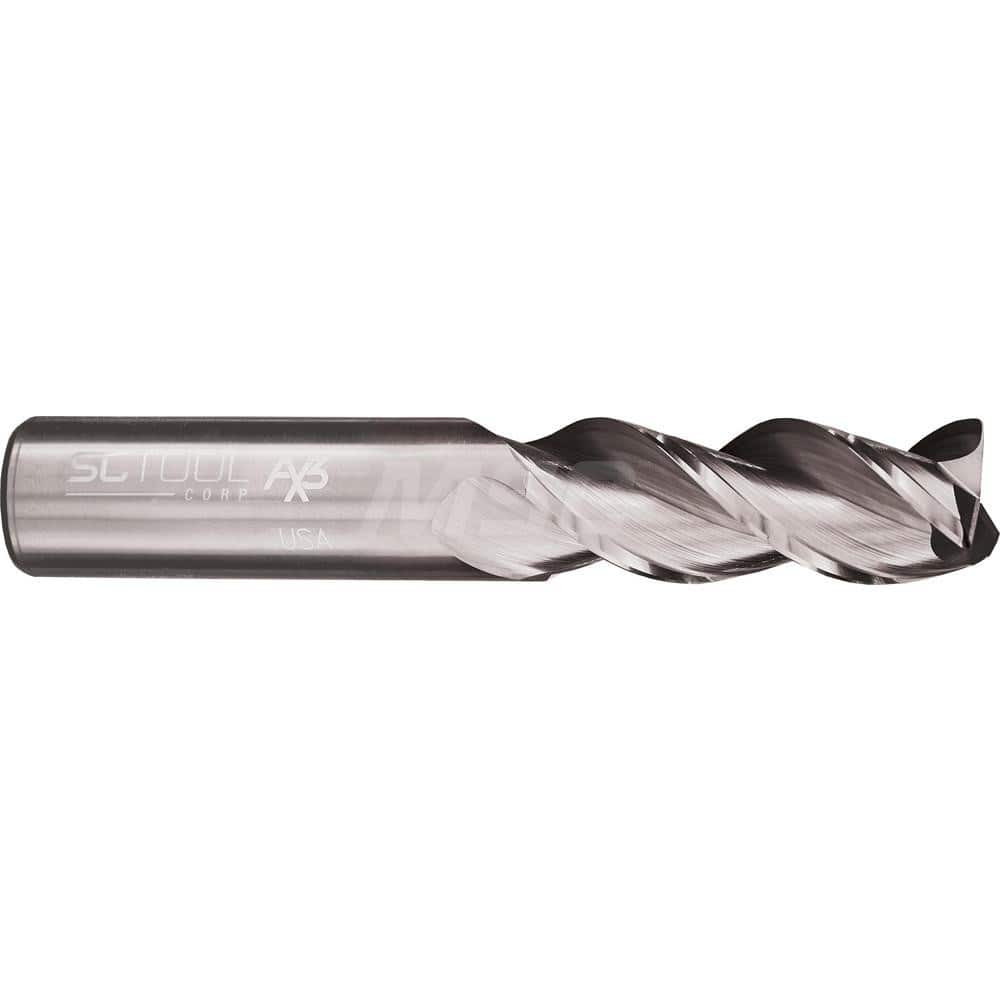 Square End Mill: 3/4'' Dia, 1-1/4'' LOC, 3/4'' Shank Dia, 4'' OAL, 3 Flutes, Solid Carbide Single End, Uncoated, Helical Flute, 42 ° Helix, Centercutting, RH Cut, RH Flute