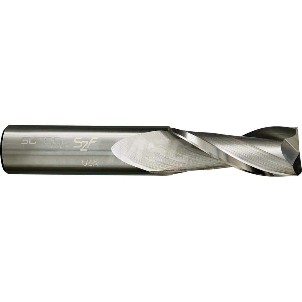 Square End Mill: 1/8'' Dia, 3/4'' LOC, 1/8'' Shank Dia, 2'' OAL, 2 Flutes, Solid Carbide Single End, Uncoated, Slow Spiral Flute, 30 ° Helix, Centercutting, RH Cut, RH Flute