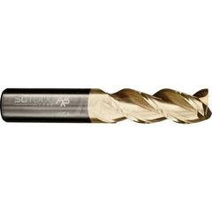 Square End Mill: 5/8'' Dia, 1-3/4'' LOC, 5/8'' Shank Dia, 4'' OAL, 3 Flutes, Solid Carbide Single End, ZrN Finish, Helical Flute, 42 ° Helix, Centercutting, RH Cut, RH Flute