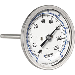 Bimetal & Dial Thermometers; Type: Bi-Metal Thermometer; Mount: Back Connected; Stem Length (Inch): 6; Dial Diameter: 3; Minimum Temperature (F): -40.000; Minimum Temperature (C): -40.00; Maximum Temperature (F): 120.000; Maximum Temperature (C): 50.00; M