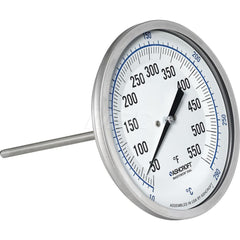 Bimetal & Dial Thermometers; Type: Bi-Metal Thermometer; Mount: Back Connected; Stem Length (Inch): 4; Dial Diameter: 3; Minimum Temperature (F): 50.000; Minimum Temperature (C): 10.00; Maximum Temperature (F): 550.000; Maximum Temperature (C): 290.00; Ma