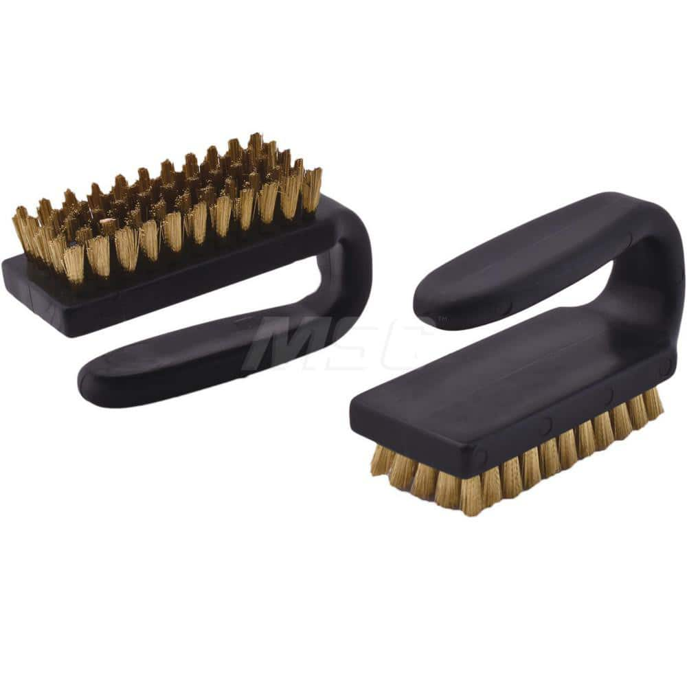 Scrub & Scouring Brushes; Type: Curved Handle Brush; Bristle Material: Brass; Bristle Length (Decimal Inch): 0.6000; Brush Width: 2.50; Overall Length (Inch): 3; Block/Handle Material: Polypropylene; Color: Black; Flagged: No; Application: Discharge Stati