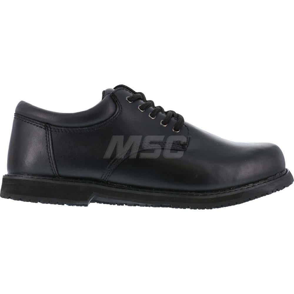 Work Boot: Size 9, 2-3/4″ High, Leather, Plain Toe Black, Medium Width
