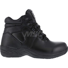 Work Boot: Size 9.5, 6″ High, Leather, Plain Toe Black, Wide Width