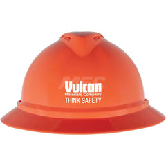 Hard Hat: Electrical Protection, Heat Protection & High Visibility, Full Brim, Class E & G, 4-Point Suspension Orange, Polyethylene, Slotted