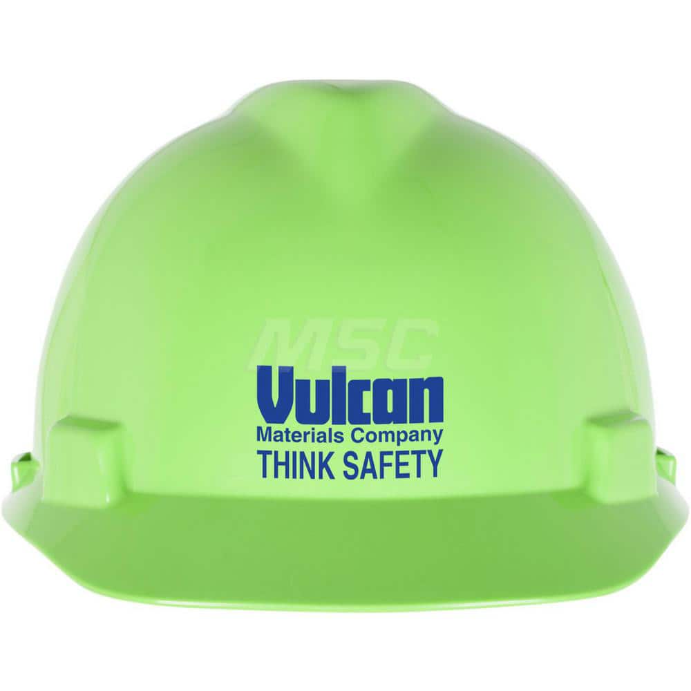 Hard Hat: Electrical Protection & High Visibility, Front Brim, Class C, 4-Point Suspension Green, Polyethylene, Vented, Slotted