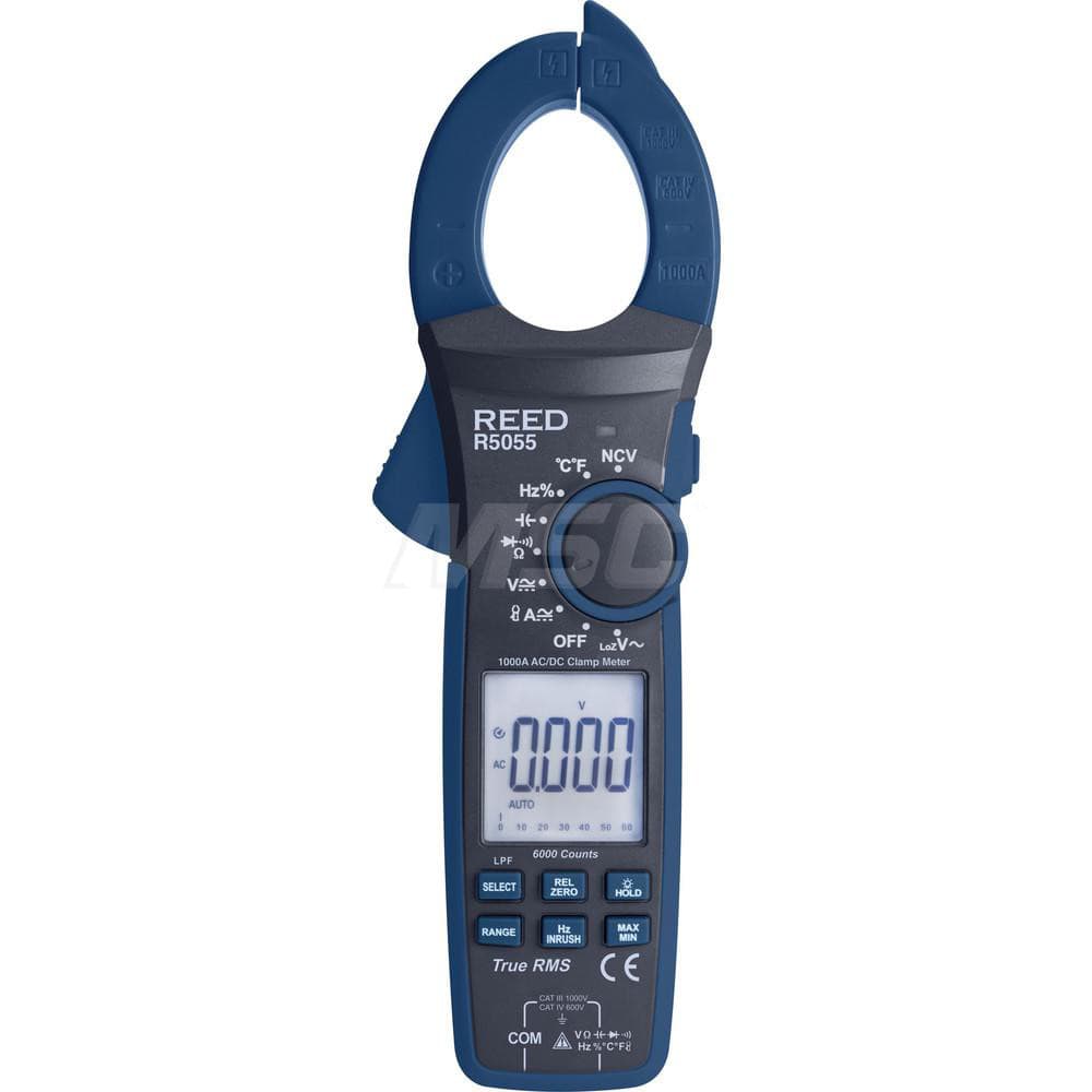 Auto Ranging Clamp Meter: CAT III & CAT IV, 1.7″ Jaw, Clamp On Jaw 1,000 VAC/VDC, 1,000 A, 600 Max Ohms, Measures Capacitance, Continuity, Current, Diode Test, Duty Cycle, Frequency, Resistance, Temperature & Voltage