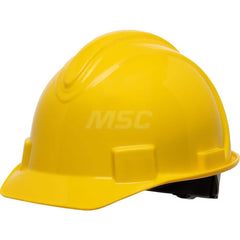 Hard Hat: Impact Resistant, Short Brim, Class E, 4-Point Suspension Yellow, HDPE