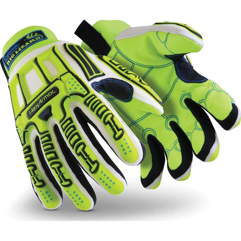 Cut & Puncture-Resistant Gloves: Size 2XL, ANSI Cut A3, ANSI Puncture 4 White, High-Visibility Yellow & Black, Textured Grip