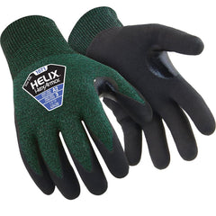 Cut & Puncture-Resistant Gloves: Size 2XS, ANSI Cut A2, ANSI Puncture 3, Micro-Foam Nitrile, HPPE, Nylon & Glass Green & Black, Palm & Fingertips Coated, Foam Grip