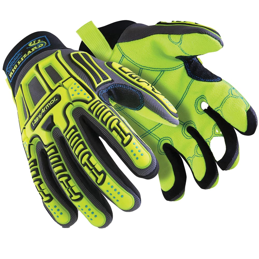 Cut & Puncture-Resistant Gloves: Size M, ANSI Cut A3, ANSI Puncture 4 High-Visibility Yellow & Gray, Textured Grip