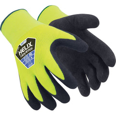 Cut & Puncture-Resistant Gloves: Size XS, ANSI Cut A6, ANSI Puncture 4, Polyurethane, Acrylic & Fiberglass Blend High-Visibility Yellow & Black, Palm & Fingertips Coated, Sandy Grip