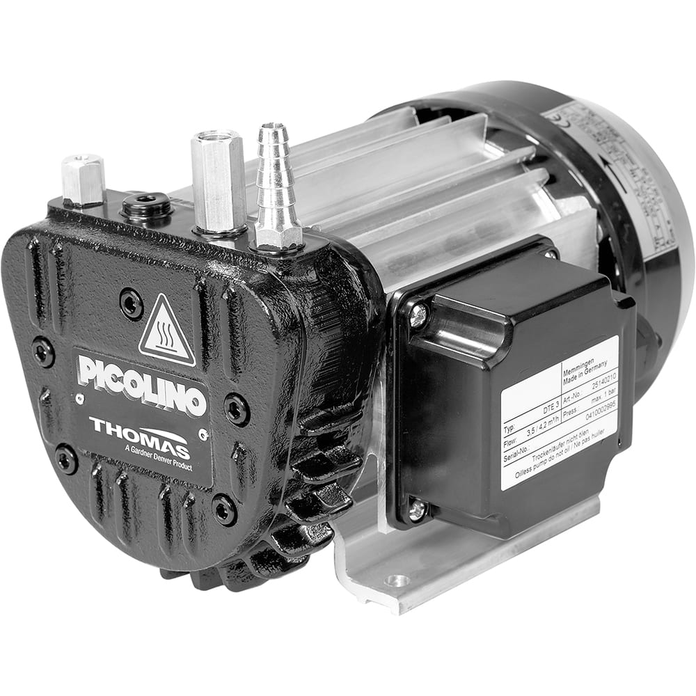 Thomas - Rotary Vane-Type Vacuum Pumps Voltage: 115 VAC Length (Decimal Inch): 8.2300 - Exact Industrial Supply