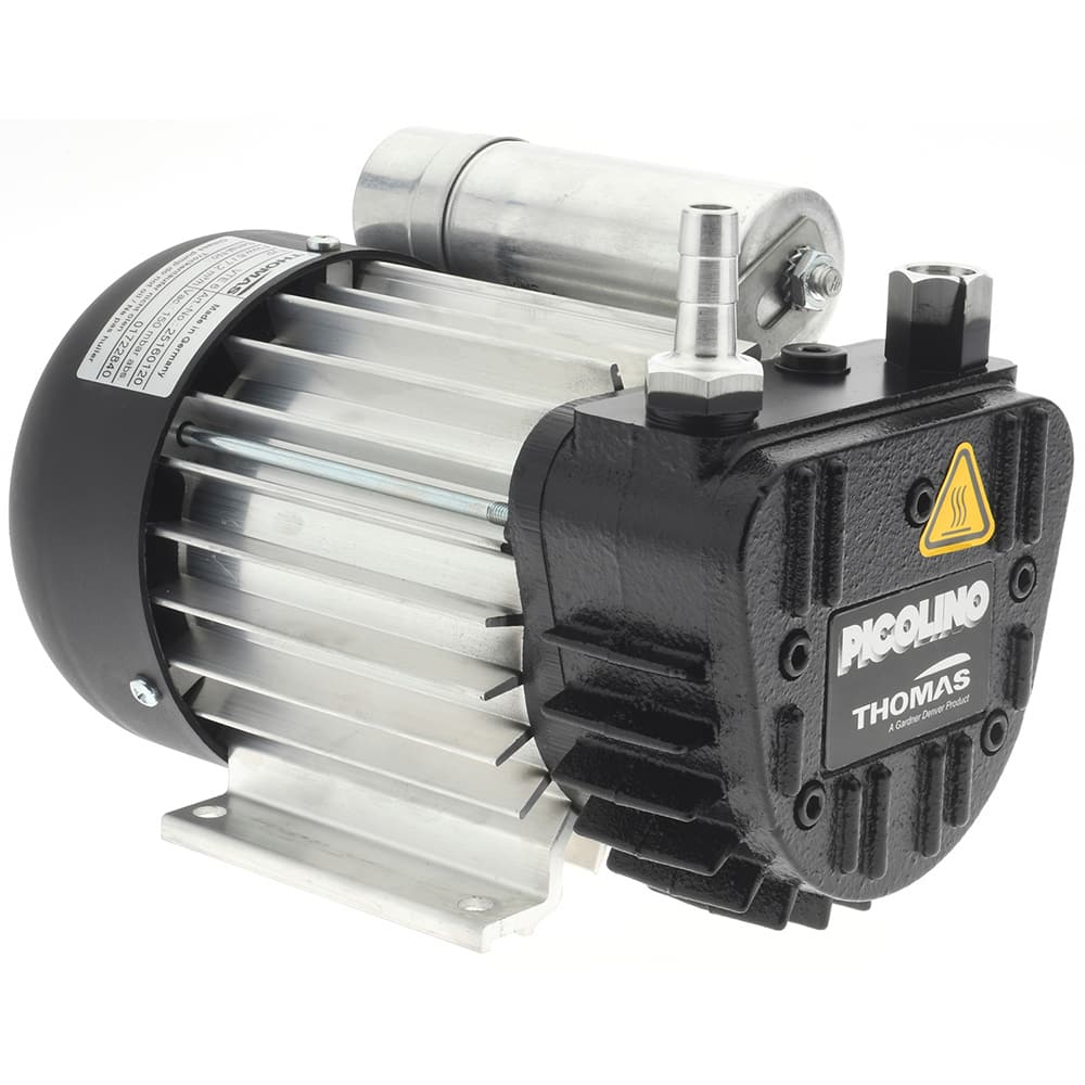 Thomas - Rotary Vane-Type Vacuum Pumps Voltage: 115 VAC Length (Decimal Inch): 8.8200 - Exact Industrial Supply