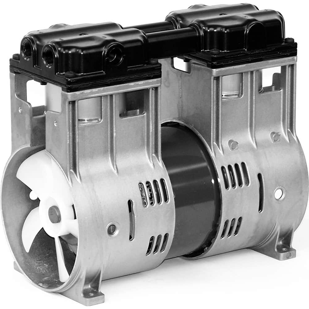 Thomas - Rotary Vane-Type Vacuum Pumps Voltage: 115 VAC Length (Decimal Inch): 10.3900 - Exact Industrial Supply