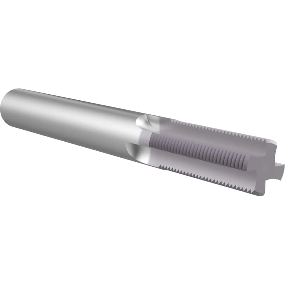 Helical Flute Thread Mill: #4, Internal & External, 3 Flute, Solid Carbide TiAlN Coated