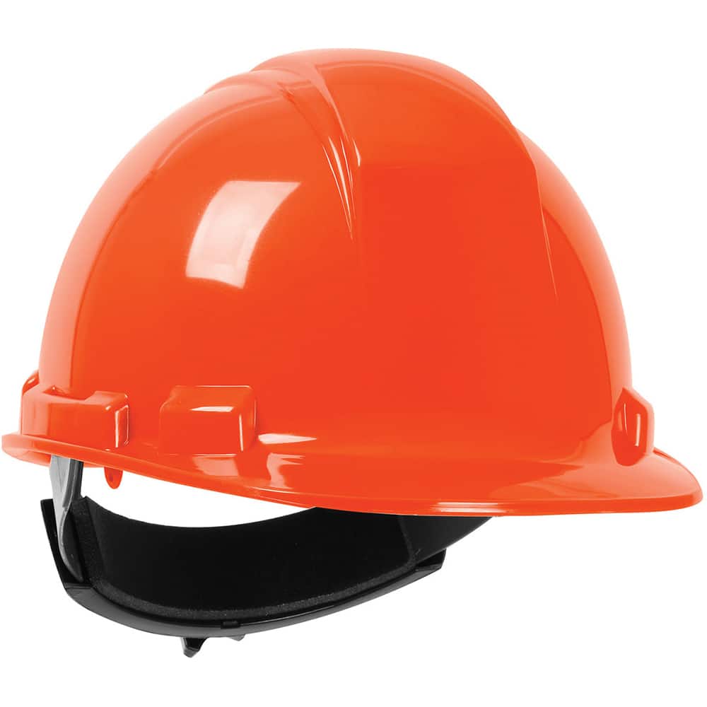 Hard Hat: Class E & G, 4-Point Suspension Orange, Polyethylene, Slotted