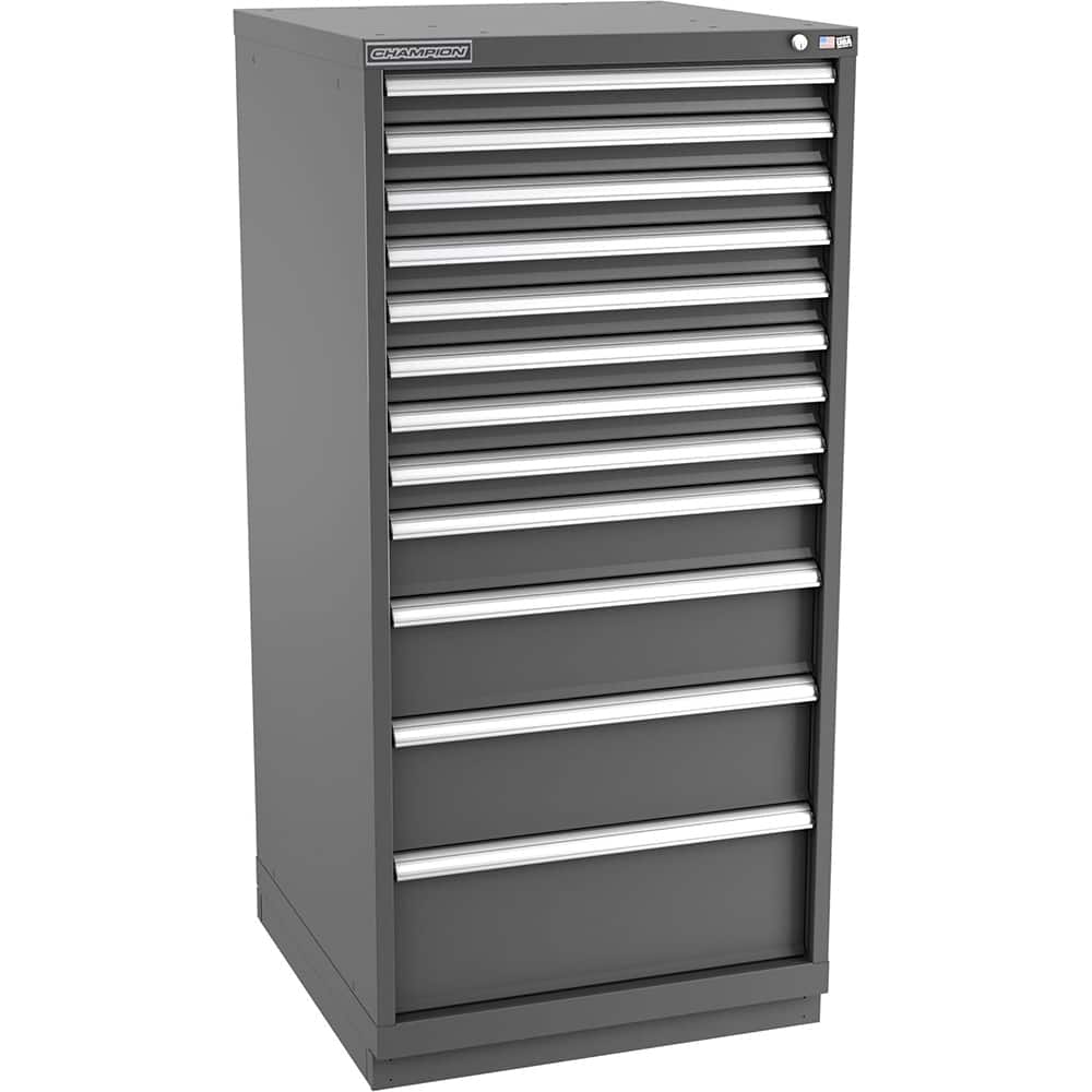 Champion Tool Storage - Modular Storage Cabinets; Type: Eye-Level Standard Width Drawer Cabinet ; Number of Drawers: 12.000 ; Height (Inch): 59-1/2 ; Width (Inch): 28-1/4 ; Depth (Inch): 28-1/2 ; Color: Dark Gray - Exact Industrial Supply