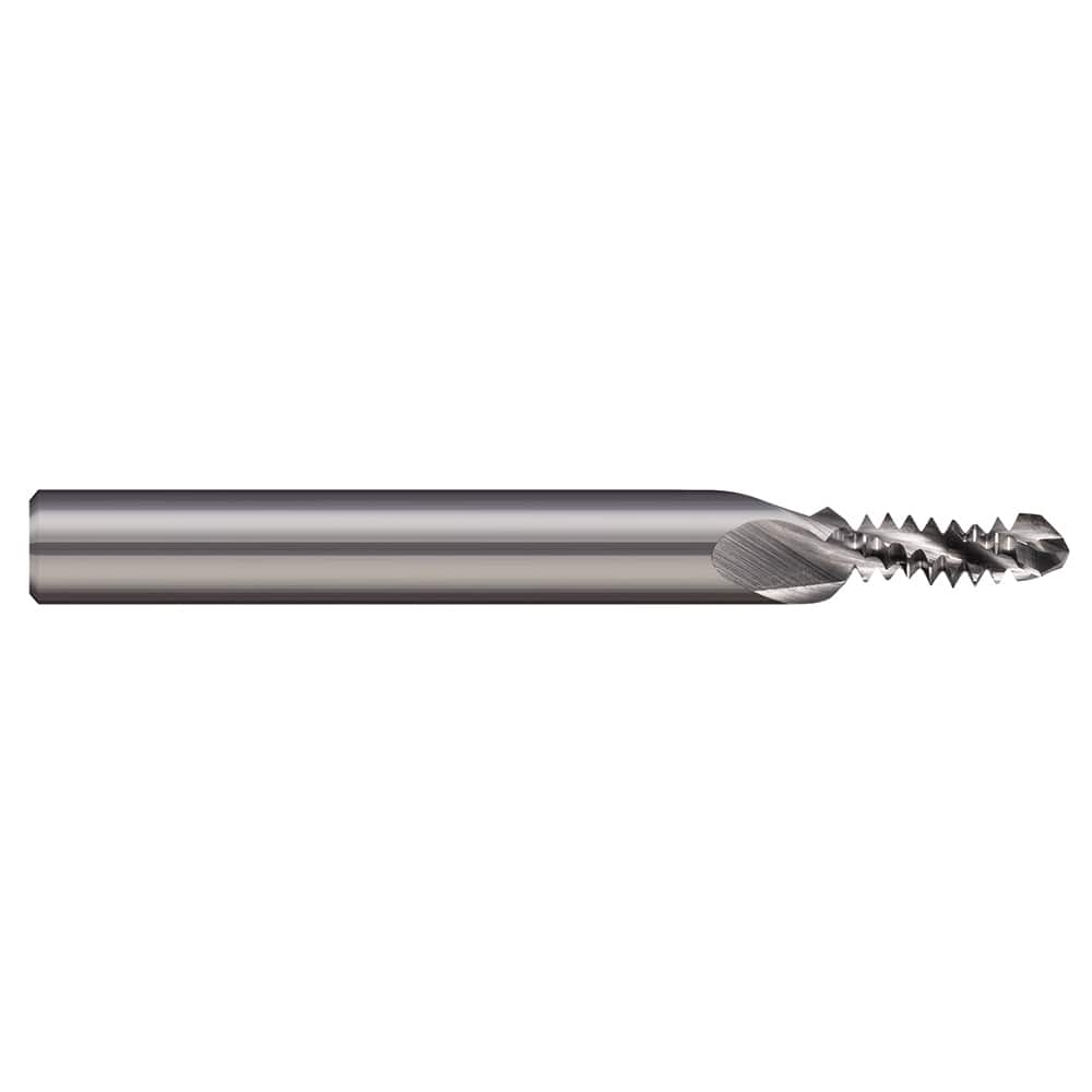 Harvey Tool - Combination Drill & Thread Mill; Thread Size: 10-32 ; Material: Solid Carbide ; Length of Cut (Inch): 0.4681 ; Included Angle A: 90 ; Drill Point Angle: 130 ; Shank Diameter (Decimal Inch): 0.2500 - Exact Industrial Supply