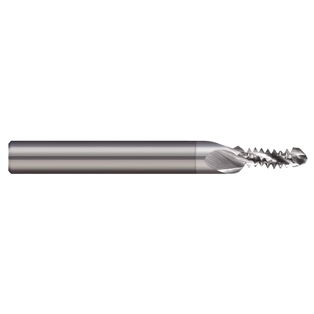 Harvey Tool - Combination Drill & Thread Mill; Thread Size: 6-32 ; Material: Solid Carbide ; Length of Cut (Inch): 0.3323 ; Included Angle A: 90 ; Drill Point Angle: 130 ; Shank Diameter (Decimal Inch): 0.1875 - Exact Industrial Supply