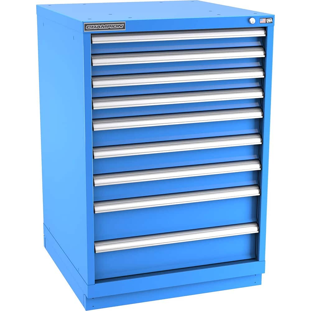 Champion Tool Storage - Modular Storage Cabinets; Type: Counter-Height Standard Width Drawer Cabinet ; Number of Drawers: 9.000 ; Height (Inch): 41-3/4 ; Width (Inch): 28-1/4 ; Depth (Inch): 28-1/2 ; Color: Bright Blue - Exact Industrial Supply