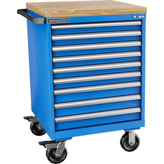 Champion Tool Storage - Mobile Work Centers; Type: Standard Depth Butcher Block Top Cabinet ; Load Capacity (Lb.): 440.000 ; Number of Drawers: 9 ; Width (Inch): 28-1/4 ; Depth (Inch): 28-1/2 ; Height (Inch): 43-1/4 - Exact Industrial Supply