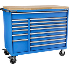 Champion Tool Storage - Mobile Work Centers; Type: Standard Depth Butcher Block Top Cabinet ; Load Capacity (Lb.): 440.000 ; Number of Drawers: 13 ; Width (Inch): 56-1/2 ; Depth (Inch): 28-1/2 ; Height (Inch): 39-3/8 - Exact Industrial Supply