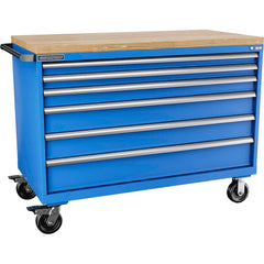 Champion Tool Storage - Mobile Work Centers; Type: Standard Depth Butcher Block Top Cabinet ; Load Capacity (Lb.): 440.000 ; Number of Drawers: 6 ; Width (Inch): 56-1/2 ; Depth (Inch): 28-1/2 ; Height (Inch): 43-1/4 - Exact Industrial Supply