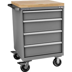 Champion Tool Storage - Mobile Work Centers; Type: Standard Depth Butcher Block Top Cabinet ; Load Capacity (Lb.): 440.000 ; Number of Drawers: 4 ; Width (Inch): 28-1/4 ; Depth (Inch): 28-1/2 ; Height (Inch): 43-1/4 - Exact Industrial Supply