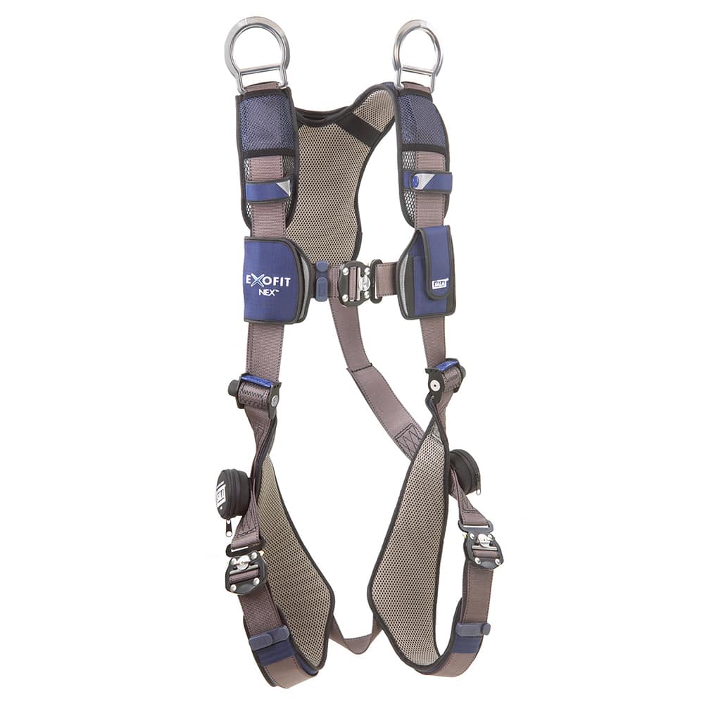 DBI/SALA - Harnesses; Style: Vest; Construction; General Industrial; Mining; Oil & Gas; Transportation; Utilities; Wind Energy ; Size: Large ; Capacity (Lb.): 420 ; Features: Hybrid Shoulder; Back And Leg Comfort Padding ; Material: Repel? Polyester ; Le - Exact Industrial Supply