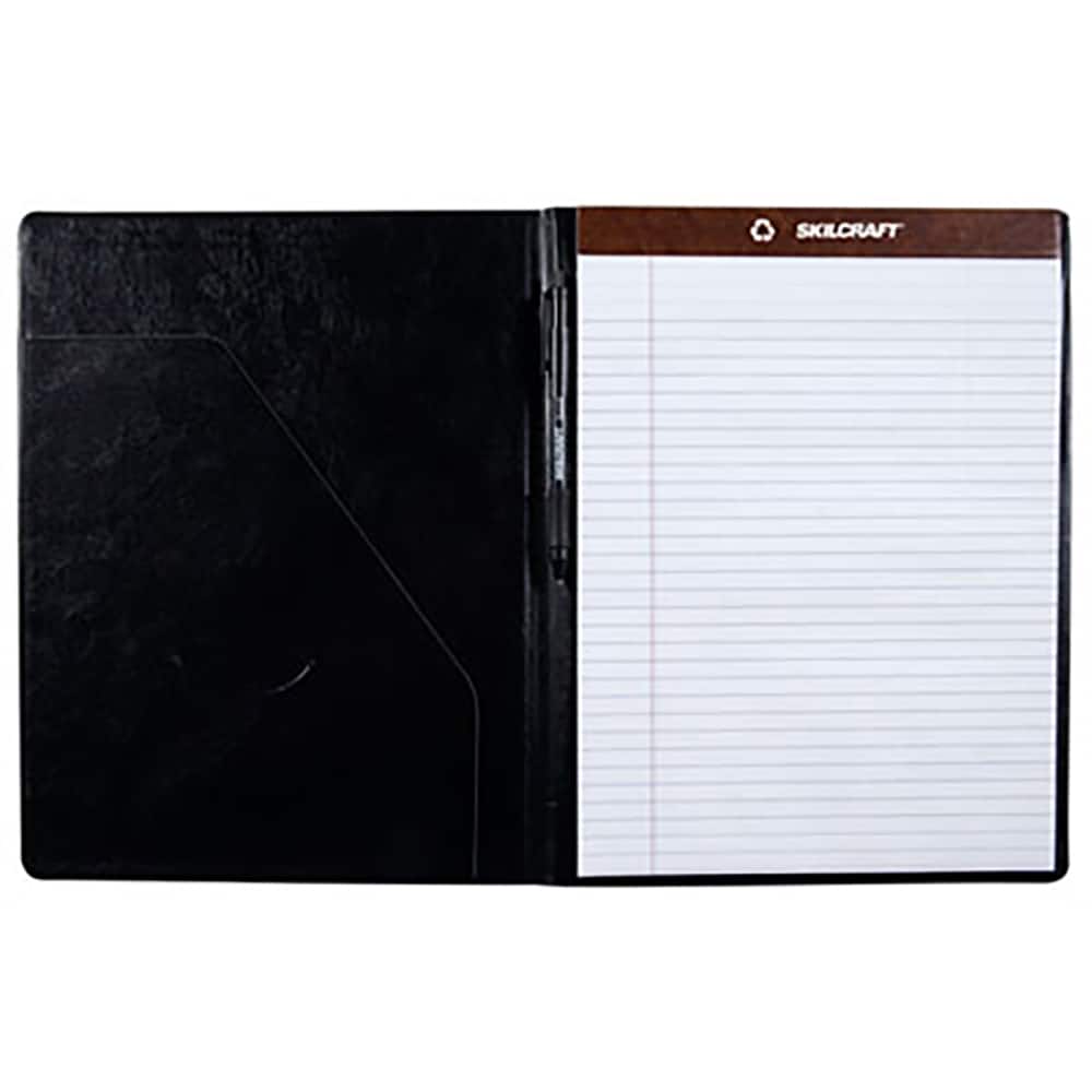 Ability One - Portfolios, Report Covers & Pocket Binders; Three Hole Report Cover Type: Pad Folio ; Width (Inch): 9 ; Length (Inch): 12 ; Color: Black - Exact Industrial Supply