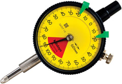 Mitutoyo - Dial Drop Indicators; Maximum Measurement (mm): 1.60 ; Dial Graduation (mm): 0.0100 ; Dial Reading: 80-0-80 ; Accuracy (mm): 0.013 ; Dial Color: Yellow ; Minimum Measurement (mm): 0.01 - Exact Industrial Supply