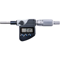 Mitutoyo - Electronic Micrometer Heads; Minimum Measurement (mm): 0 ; Maximum Measurement (mm): 25 ; Calibrated: No ; Resolution (mm): 0.001 ; Thimble Type: Plain ; Data Output: Yes - Exact Industrial Supply