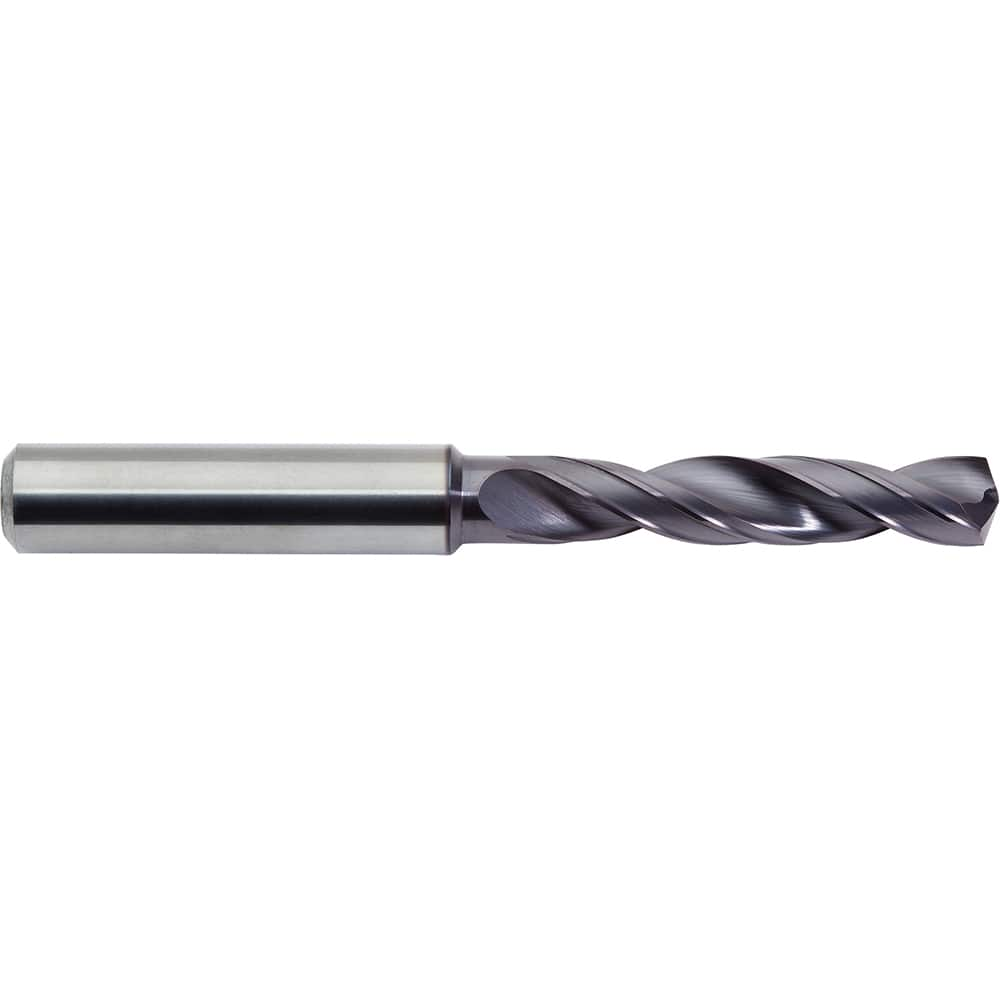 Screw Machine Length Drill Bit: 0.5118″ Dia, 142 °, Solid Carbide ALtima Plus Finish, Right Hand Cut, Helical Flute, Straight-Cylindrical Shank