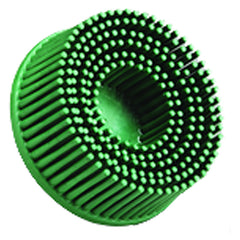 Scotch-Brite Roloc Bristle Disc RD-ZB 50 TR Green 3″ × 5/8″ Tapered - Exact Industrial Supply