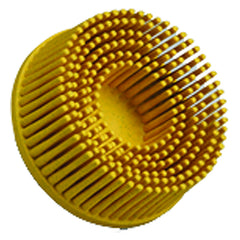 Scotch-Brite Roloc Bristle Disc RD-ZB 80 TR Yellow 3″ × 5/8″ Tapered - Exact Industrial Supply