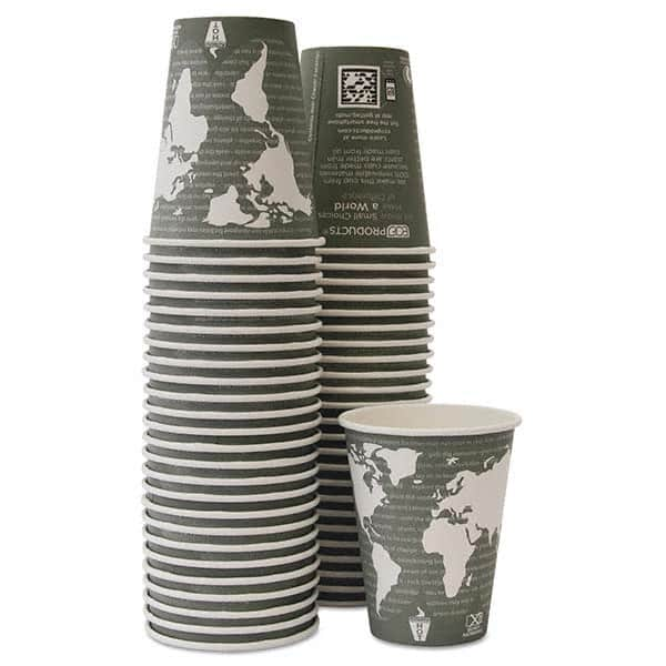 ECO PRODUCTS - World Art Renewable/Compostable Hot Cups, 12 oz, Gray, 50/Pack,10 Pack/Carton - Exact Industrial Supply