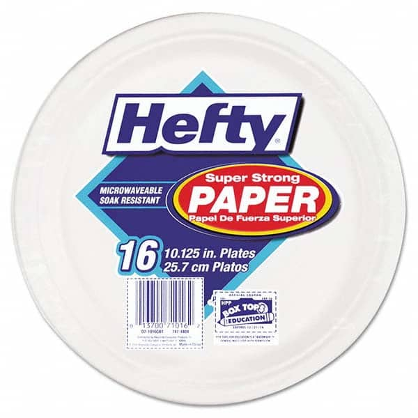 Hefty - Super Strong Paper Dinnerware, 10 1/8" Plate, Bagasse, 16/Pack, 12 Packs/Carton - Exact Industrial Supply