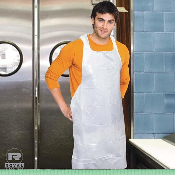 Royal Paper - Disposable & Chemical Resistant Aprons Garment Style: Bib Apron Garment Type: NonChemical Resistant - Exact Industrial Supply