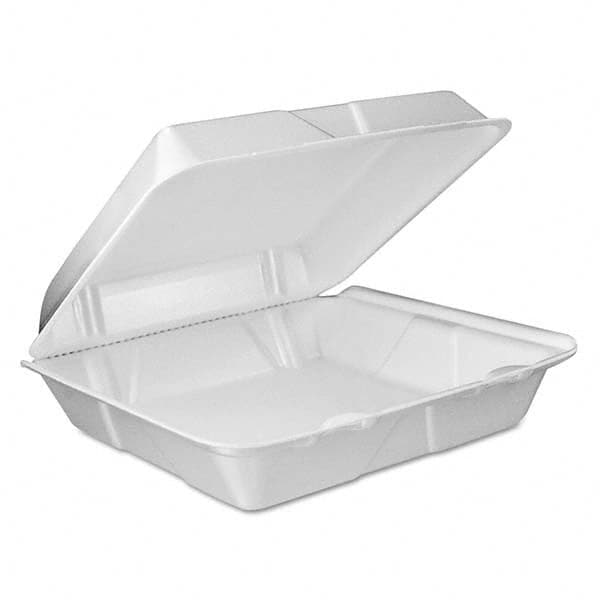 DART - Foam Vented Hinged Lid Containers, 9w x 9 2/5d x 3h, White, 100/PK, 2 PK/CT - Exact Industrial Supply