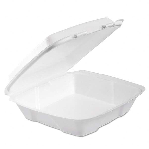 DART - Foam Hinged Lid Container, 1-Comp, 9 x 9 2/5 x 3, White, 100/Bag, 2 Bag/Carton - Exact Industrial Supply