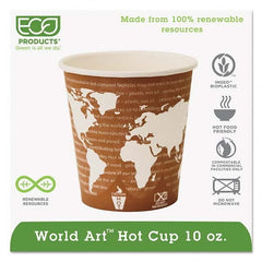 ECO PRODUCTS - World Art Renewable Compostable Hot Cups, 10 oz, 50/PK, 20 PK/CT - Exact Industrial Supply