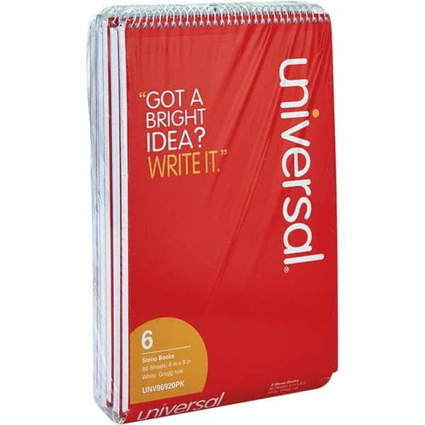 UNIVERSAL - Note Pads, Writing Pads & Notebooks Writing Pads & Notebook Type: Steno Book Size: 6 x 9 - Exact Industrial Supply