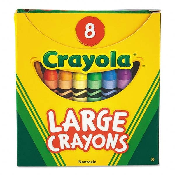 Crayola - Markers & Paintsticks Type: All Purpose Wax Crayon Color: Black; Blue; Brown; Green; Orange; Red; Violet; Yellow - Exact Industrial Supply