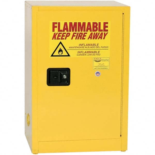 Eagle - Safety Cabinets Hazardous Chemical Type: Flammable and Combustible Liquids Color: Yellow - Exact Industrial Supply