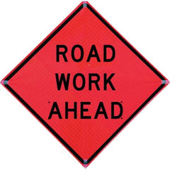 VizCon - "Utility Work Ahead," 36" Wide x 36" High Vinyl Construction Roadway Sign - Exact Industrial Supply