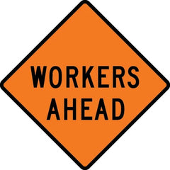 VizCon - "Men Working," 48" Wide x 48" High Vinyl Construction Roadway Sign - Exact Industrial Supply